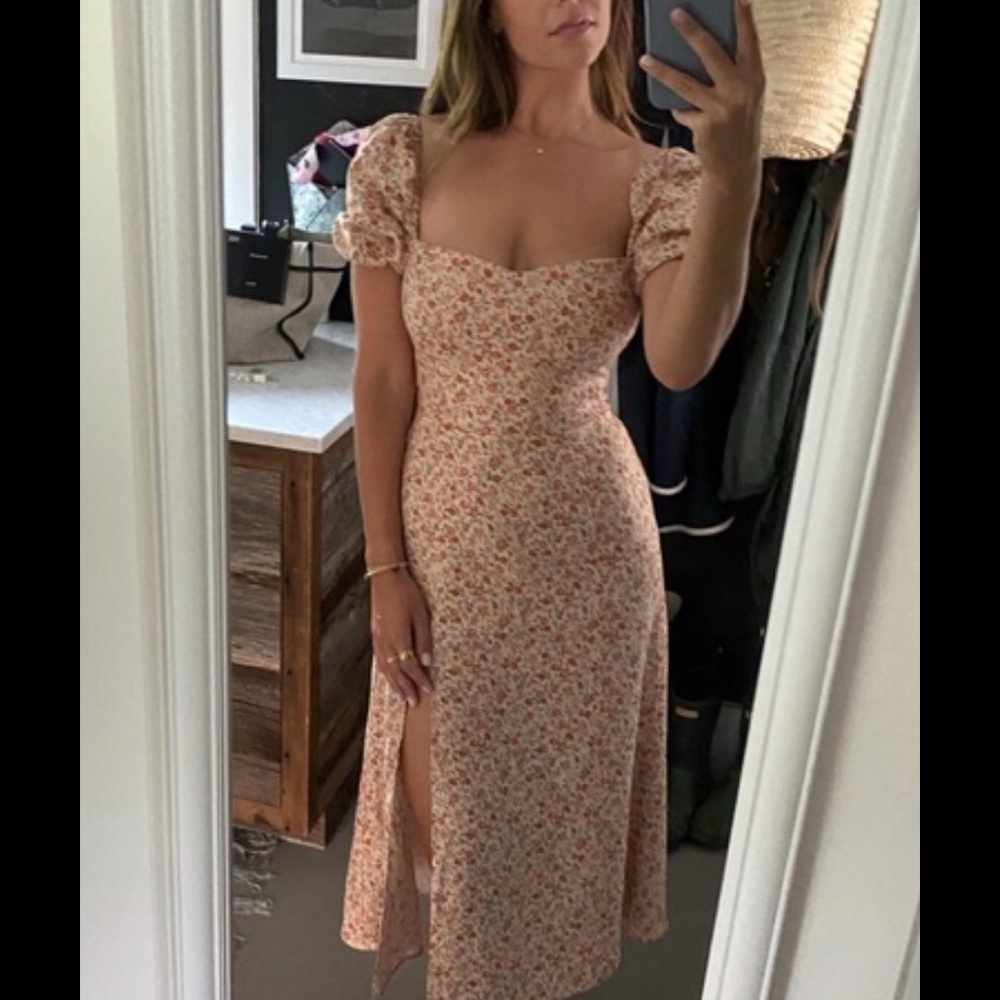 REFORMATION Denver Linen Dress in Fairy Print